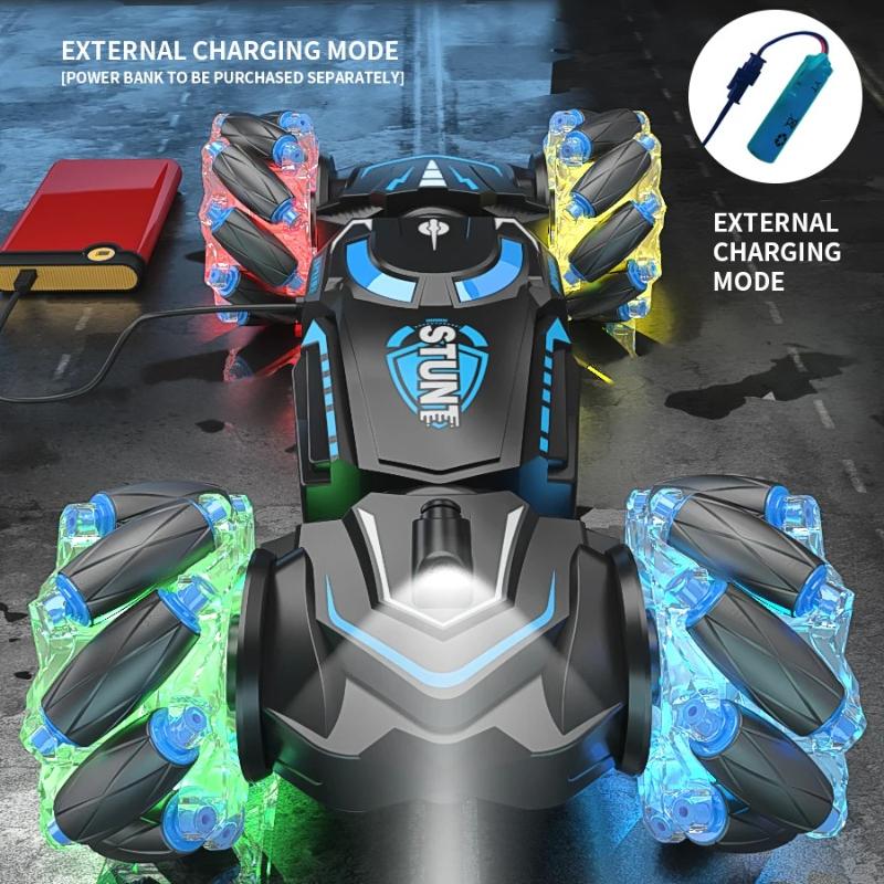 4WD RC Stunt Car, 2.4G Wireless Remote Control Cars with RC Watch Gesture Sensor LED Rotation Drift, Gift Electronic Toy for Kids Boys