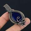 Blue Sapphire Pendant, Handmade Gemstone Pendant, 999 Copper Wire Wrapped Pendant Antique Jewelry, For Engagement Gift