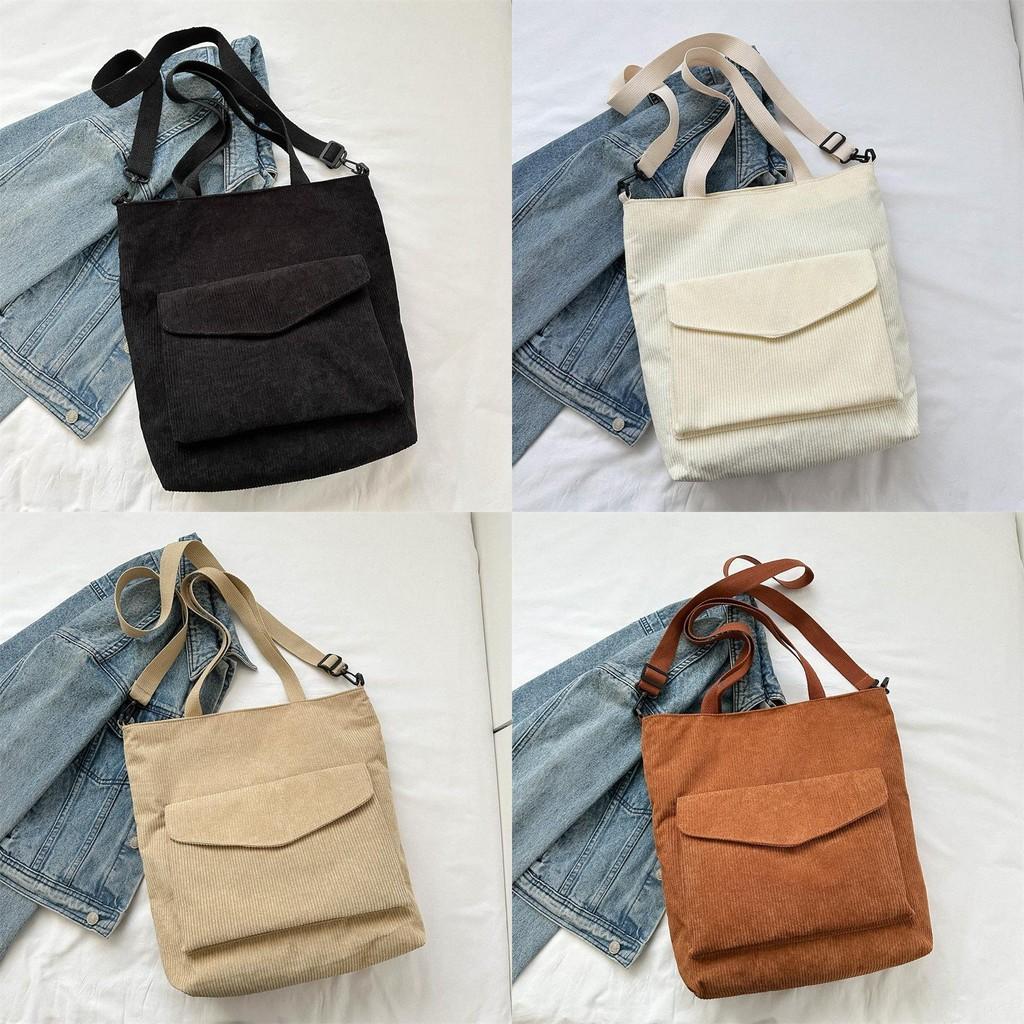 Chic 2023 Women's Large Soft Corduroy Shoulder Bag In Classic Colors For Casual Outings