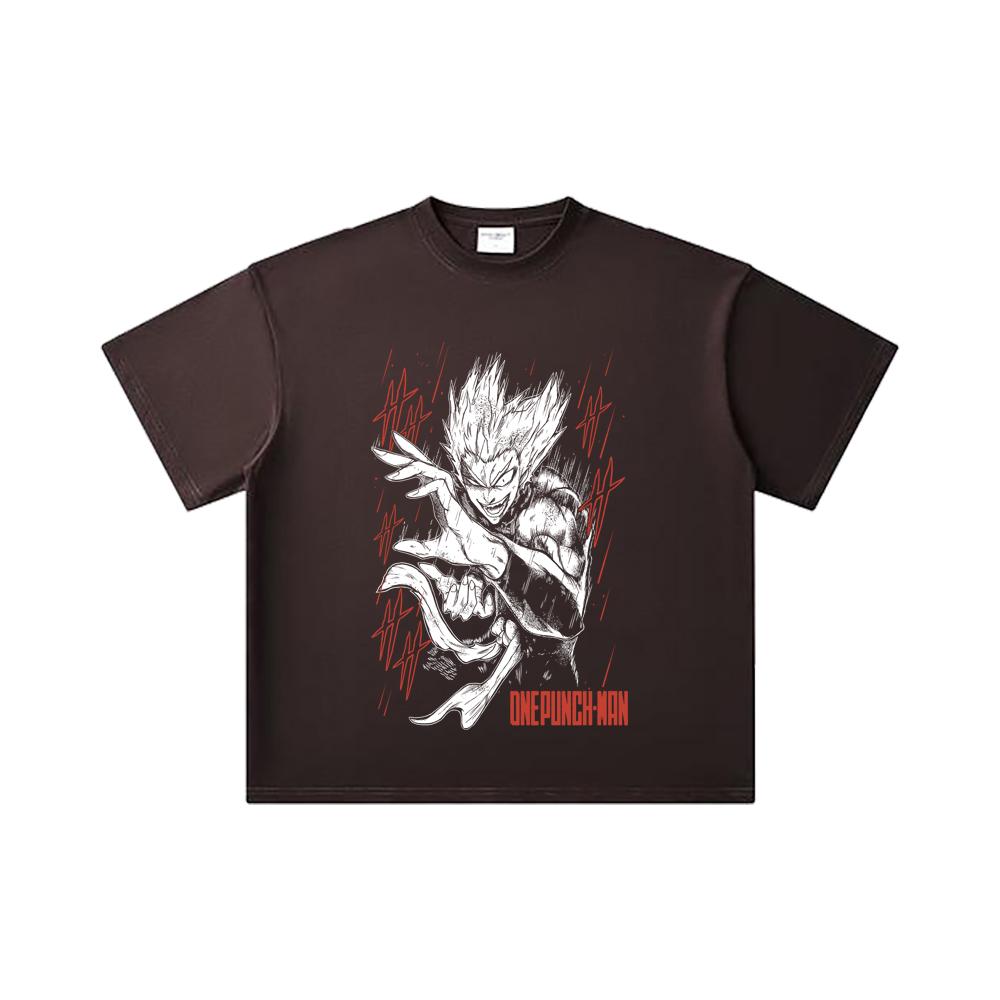 260 GSM Double Yarn 32 Count 100% Cotton One Punch Man V4 Garou Print Unisex Heavy Cotton T Shirt