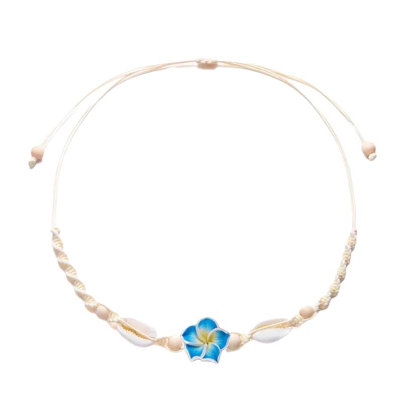 

Handmade Floral Shell Necklace Lightweight Clay Beads Summer Beach Jewelry Piece For Everyday Wear