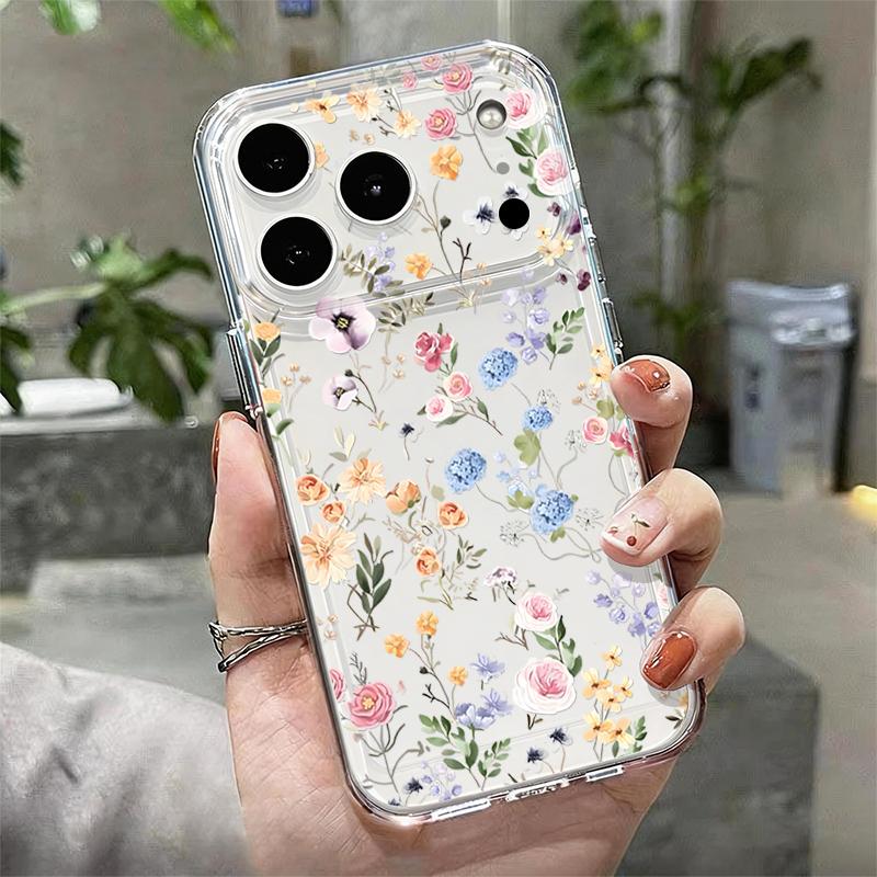 Vintage Floral Pattern Case For iPhone 17 Pro Max Coque iPhone 16 15 14 13 12 Pro Max 11 Clear TPU Silicone Soft Cover