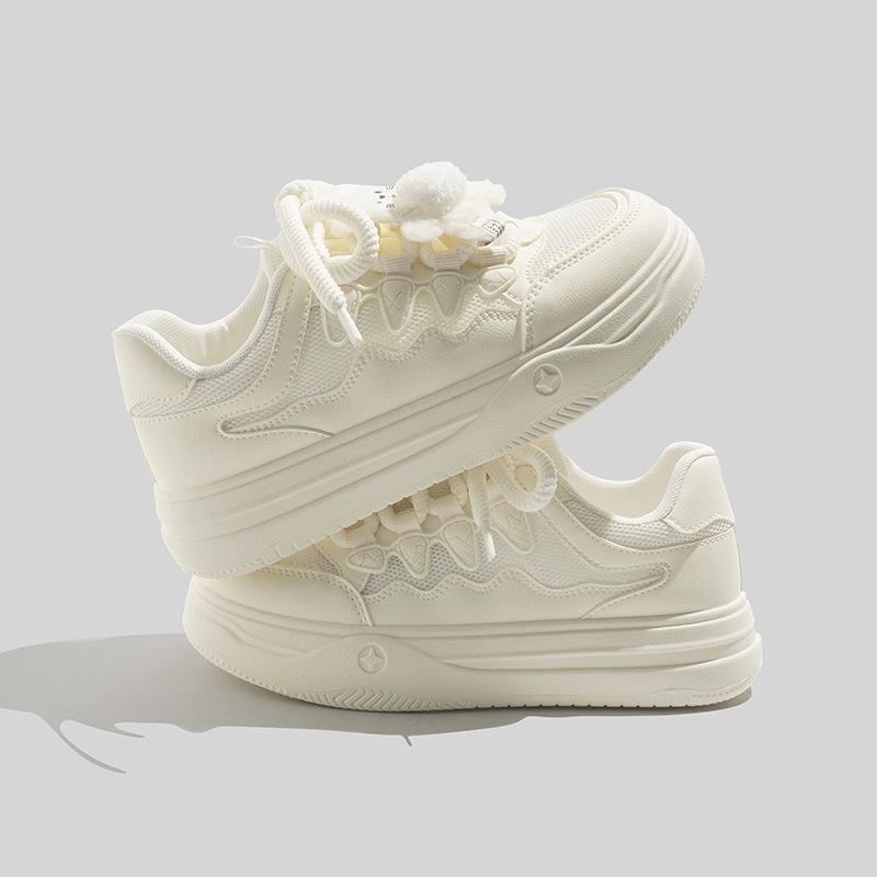 Spring new mesh breathable casual shoes single shoes platform student board shoes 35