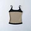 Koreanisches Farbblock-Streifen-Camisole & Hose mit Kordelzug und Schlag