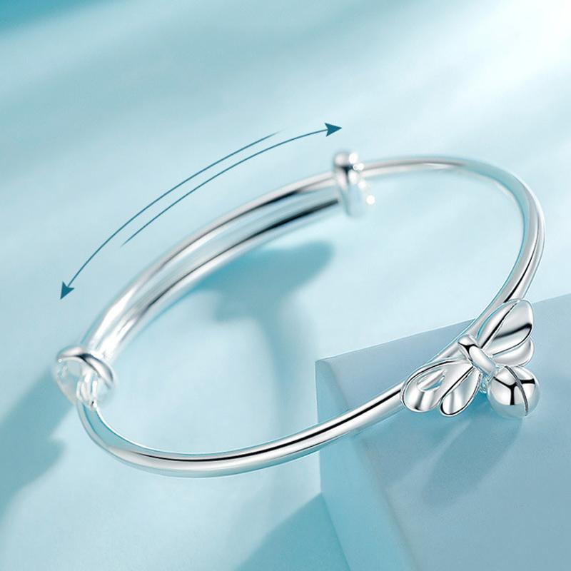 Exquisite Ins Bowknot Bangles Bracelet For Women Silver Adjustable Bell Bow Pendant Bracelets Bangle Lovers Fashion Jewelry Gift