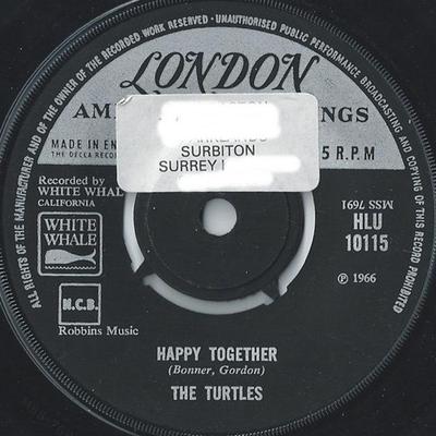 7inch Record TURTLES - Happy Together HLU10115 London Records, 1966 UK Rock Used