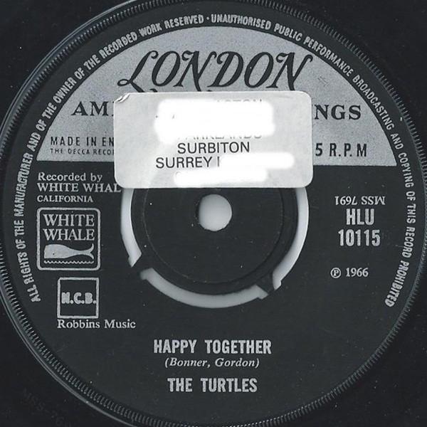 

7inch Record TURTLES - Happy Together HLU10115 London Records, 1966 UK Rock Used