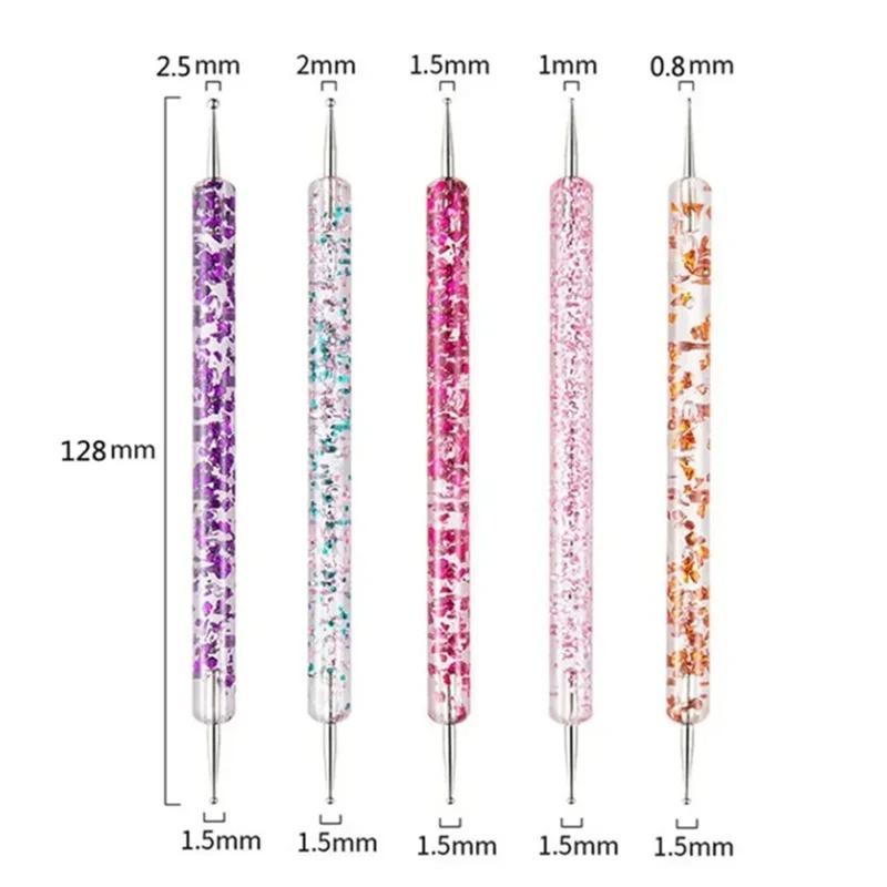 11Pcs Set Portable Nail Art Dotting Pen Crystal Beads Handle Dual-ended Drawing Painting Rhinestones Gems Pens Manicure Tools