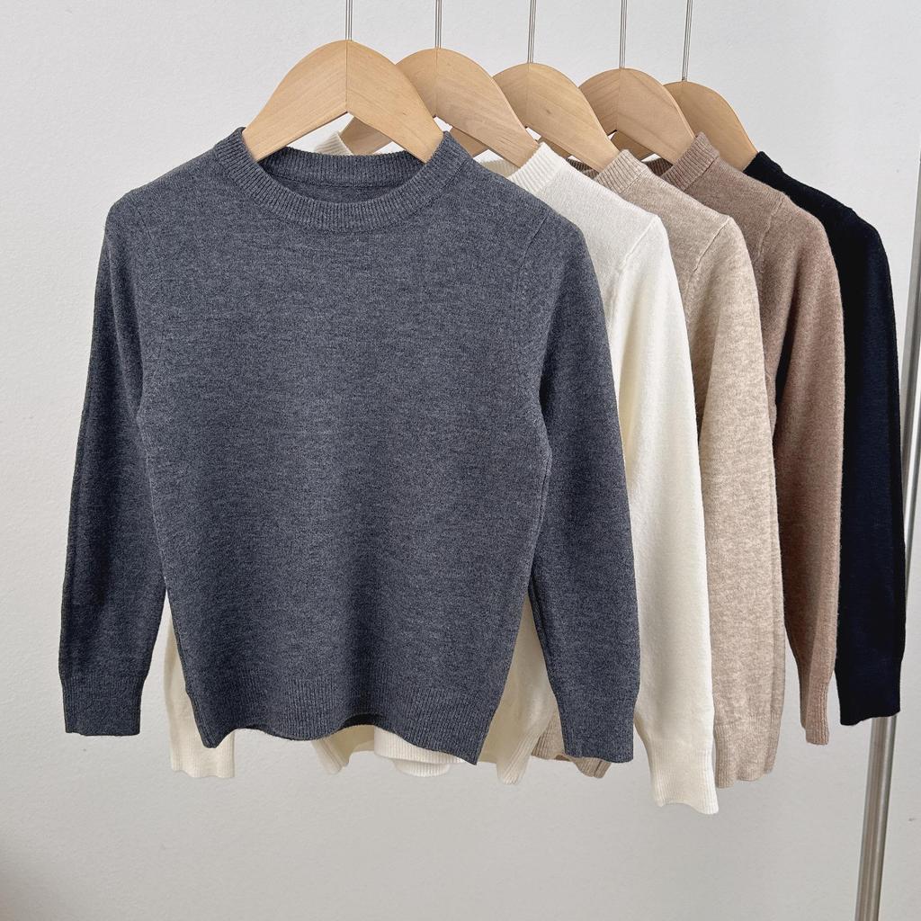 Autumn & Winter Children's Round Neck Fluffy Knit Sweater Base Layer