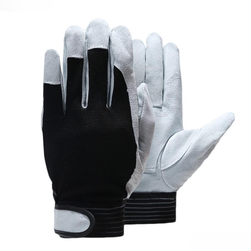 Electric Welding & Outdoor Worker Fingerless Pigskin Gloves - Wear-Resistant & Protective