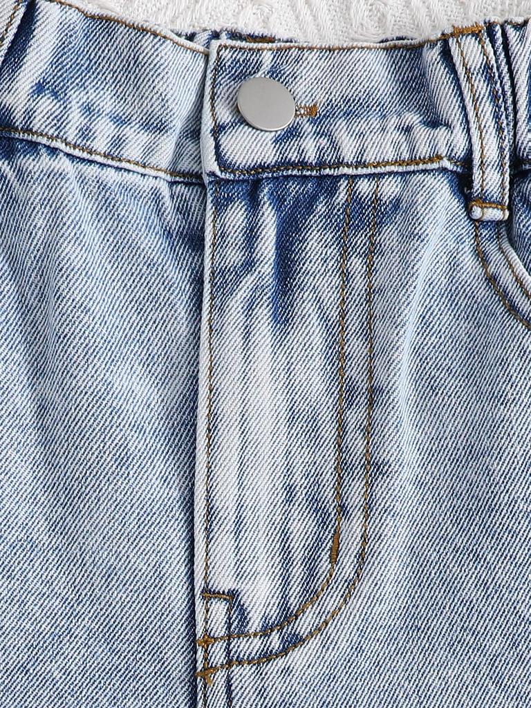 Girls' Casual Distressed Washed Denim Shorts – Summer Style (Single Item)