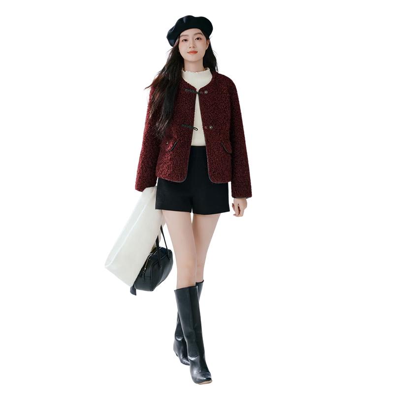 Xiangying Women s Faux Lamb Wool Short Winter Coat M