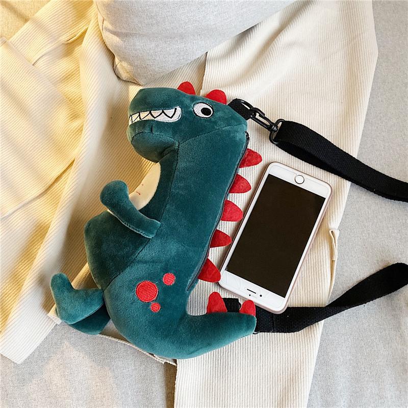 In Japan and Korea tide plush doll cute cartoon doll dinosaur animal girl child student cute shoulder messenger bag