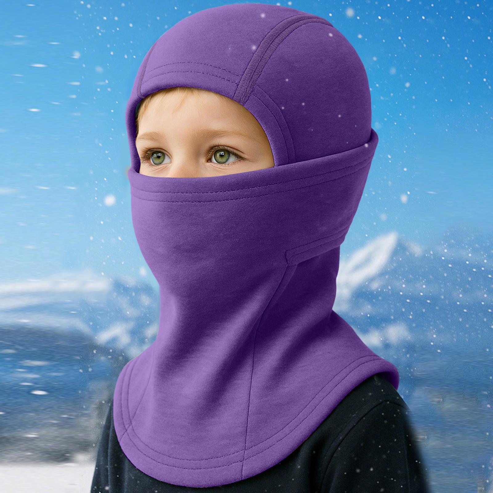 

Children s Color Cycling Face Mask, Integrated Thick German Fleece, Cold Skiing Warm Hood And Hat One Size