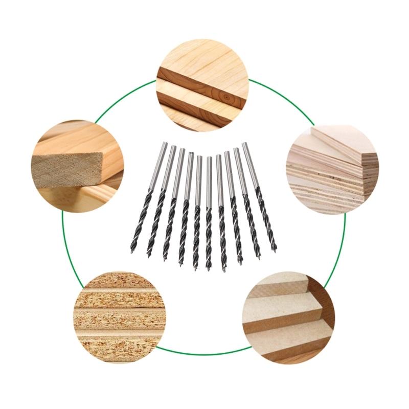 10Pcs High Carbon Steel Woodworking Twist Drill Bit Wood Drills with Center Point 3mm Diameter For Woodworking
