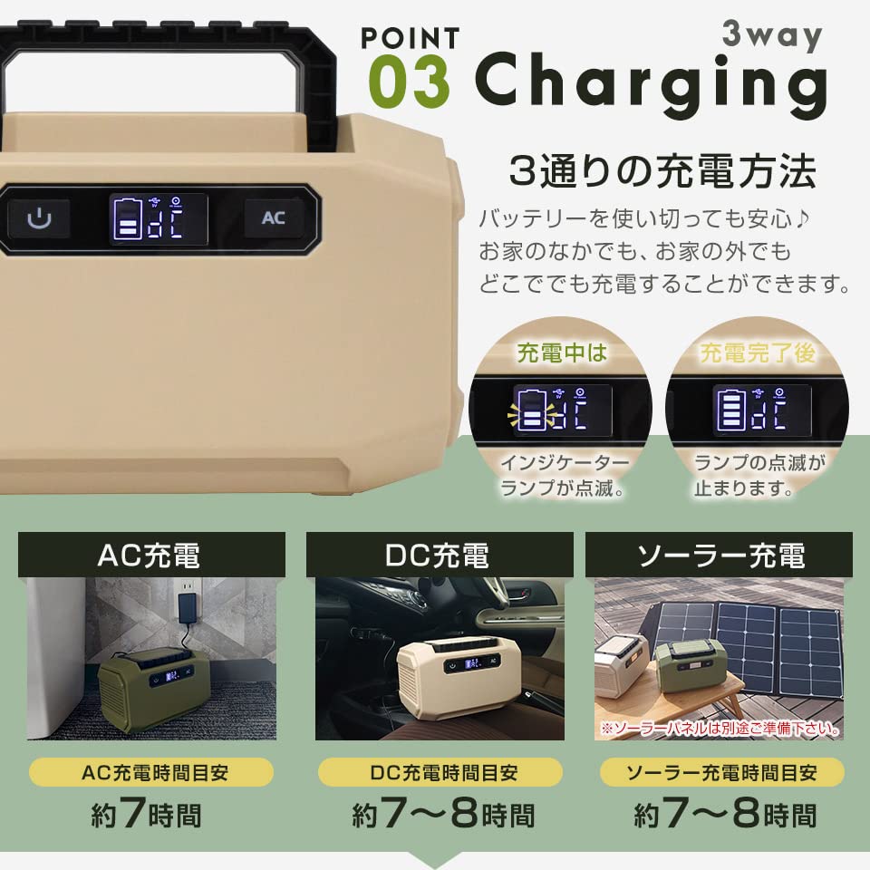 144W Khaki Portable Power Compact and Ideal for Emergency Power Outage Android Car Outdoor and Home Use Station, Lightweight, Preparedness,