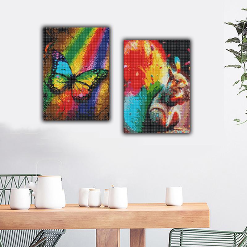 5D Diamond Painting Full Round Drill Diamond Rainbow Butterfly Diamond Painting Handmade Diy Diamond Mosaic Painting Home Decoration