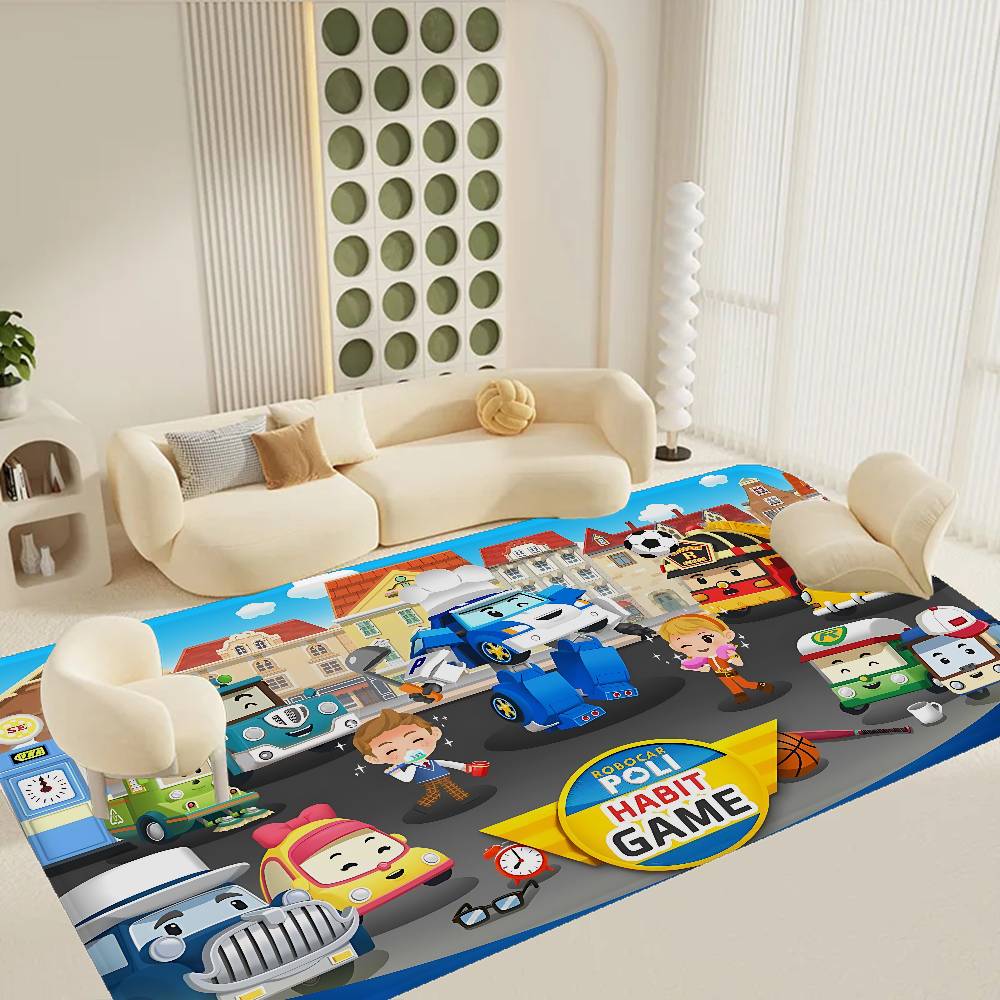 Tappetino per Pavimento Robocar P-Polis Stile INS Morbido Tappeto per Pavimento Camera da Letto Casa Tappetino per Lavanderia Tappeti Domestici Antiscivolo
