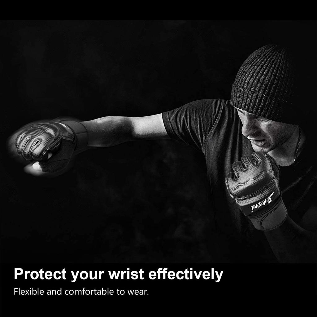 Half Finger Training Boxing Gloves Leather Fight Glove MMA Mitts Sanda Karate Sandbag Muay Thai Kick Men Kinder