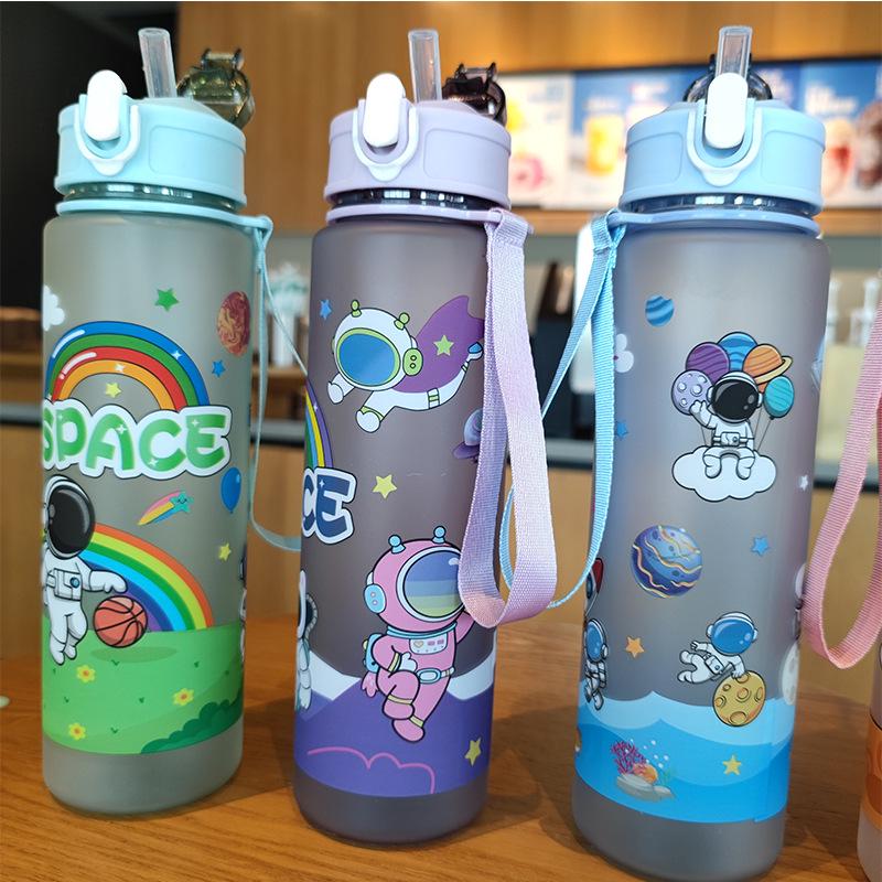 Summer Astronaut Frosted Water Cup with Straw and Handle