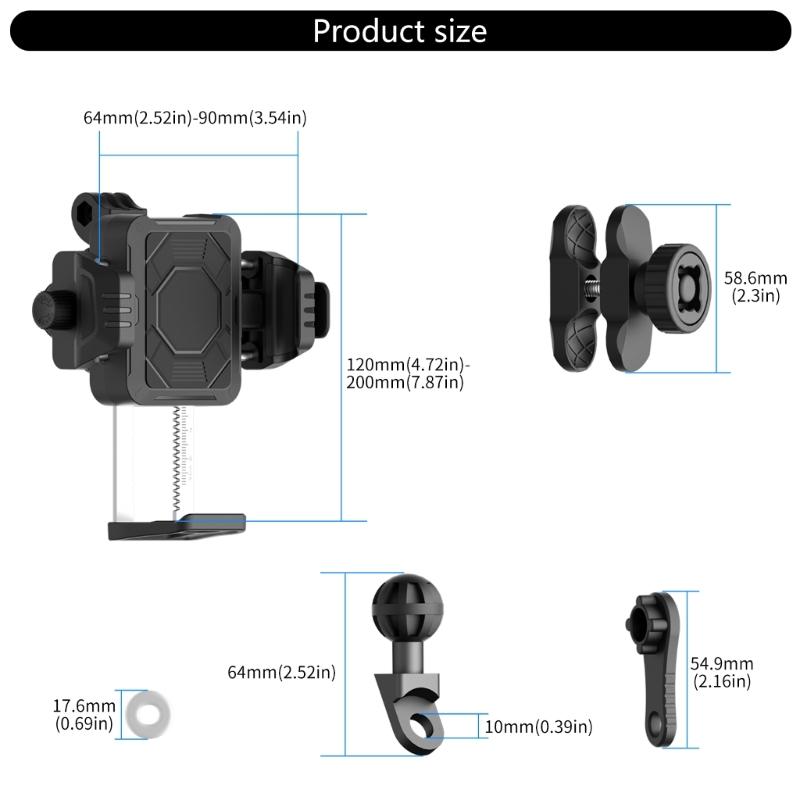 Motorcycle Phone Mount Holder Motorcycle Cellphone Mount, Bike Phone Handlebar Clamp with Anti Theft Lock