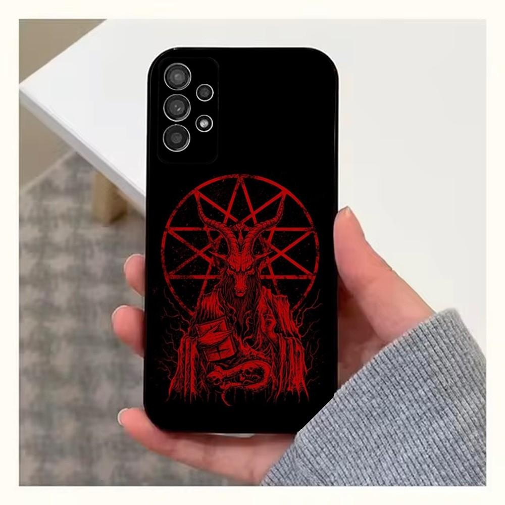 Satanic Hell Pentagram Phone Case For Samsung S25,S24,S23,S22,S20,S21,S10,Ultra,Plus,Lite,FE,Soft Silicone Black Cover