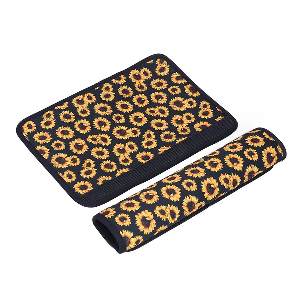 2pcs Seat Belt Shoulder Pads Soft Cushions Sunflower Pattern Comfortable Driving Universal for Car