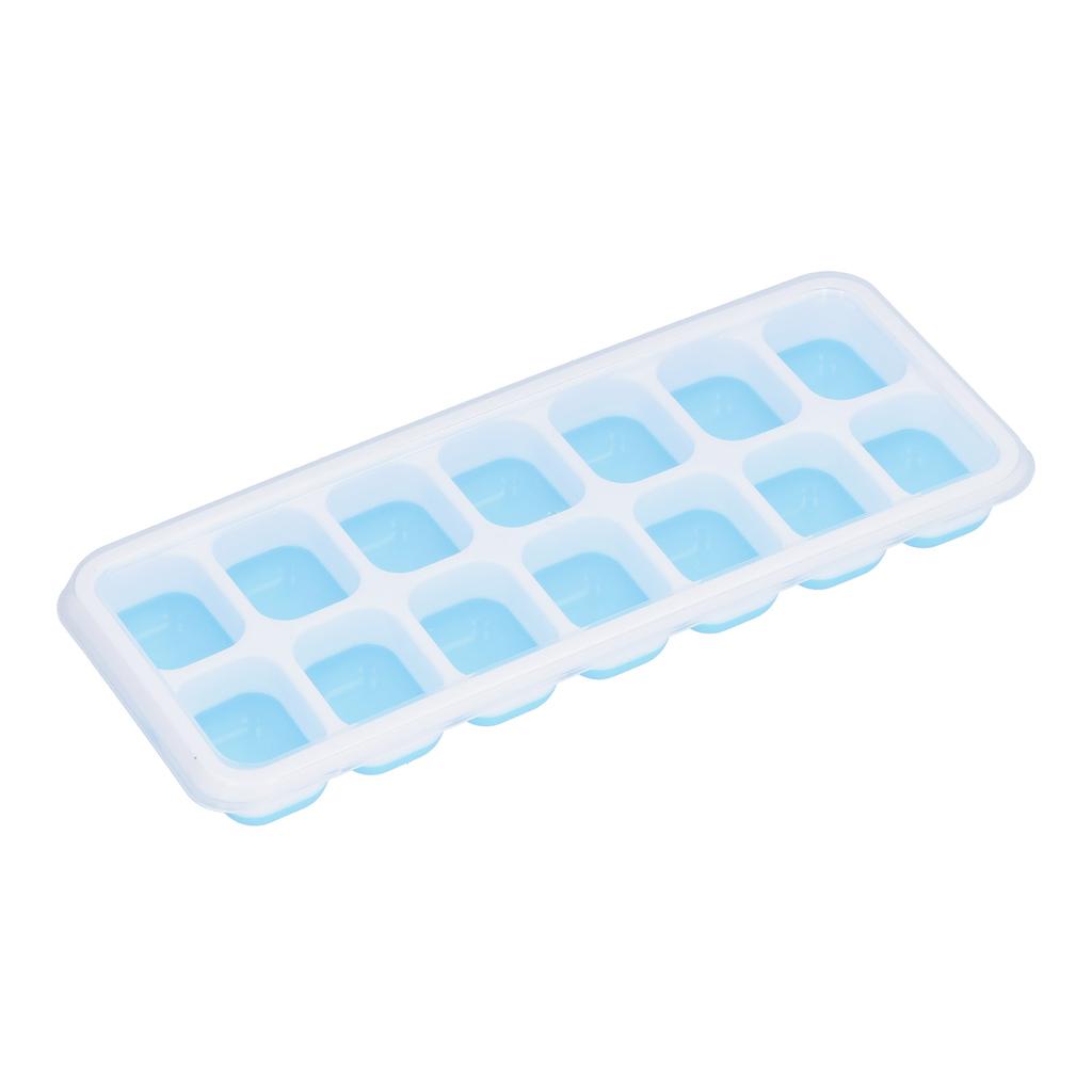 Ice Cube Tray Food Grade Plastic Silicone Ice Mold with Removable Lid for CocktailBlue