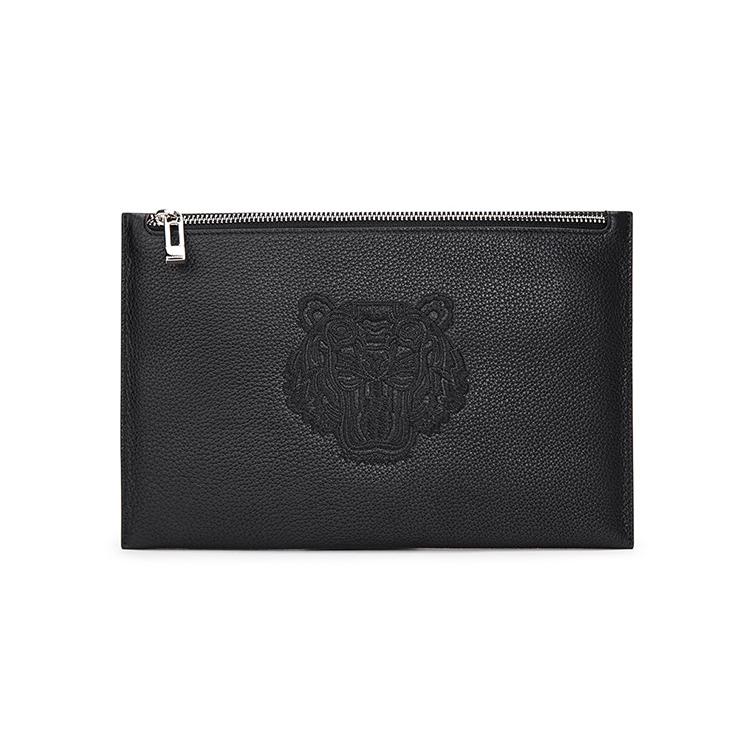 ELLE HOMME Genuine Leather Clutch, Envelope Bag, Cell Phone Pouch, Clutch Regular Men's Black EB868710202