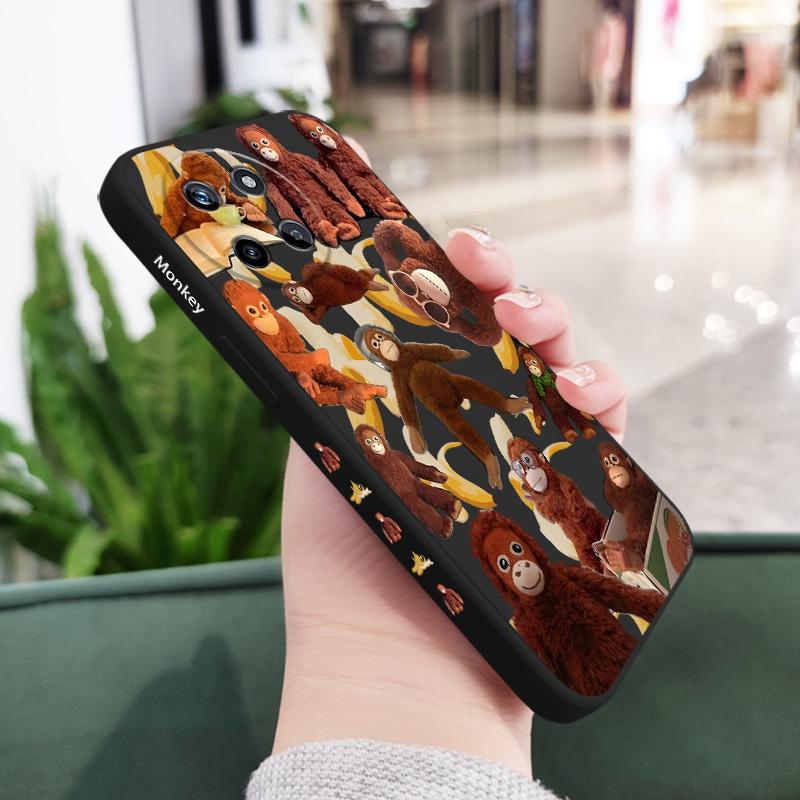 

Working Monkey Phone Case For OPPO Realme 14 13 12 11 10 9 9i 8 8i 7 Pro Plus C35 C21Y C25Y C25 4G 5G Liquid Silicone Cover Realme 11 4G чёрный