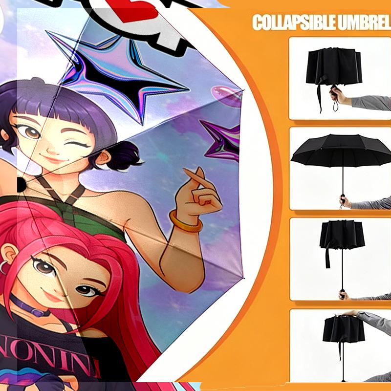 KPop Demon Hunters Print Umbrella Automatic Opening/ Closing - Portable Foldable Design - Daily Use for Travel/Outdoor - Gift for Birthday