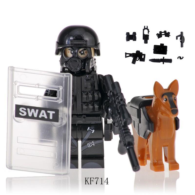 Совместимые Минифигурки Военных Спецназа Полиции Модели Оружия Строительные Блоки Ww2 Детские Игрушки Подарки 412