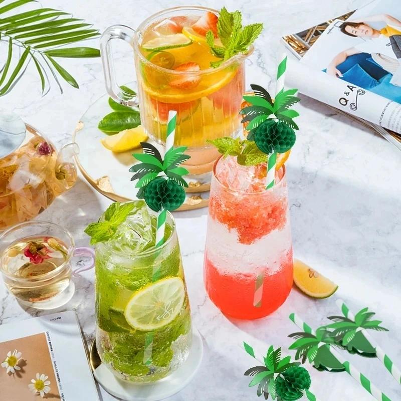 50pcs Christmas Tree Honeycomb Paper Straw Disposable Party Straw Cocktail Decoration Birthday Prom Drinking Straws Tableware