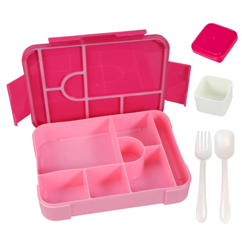 Stackable Plastic Lunch Box with Multiple Compartments Microwave Safe Bentos Container for Students Children School Meal Preparation