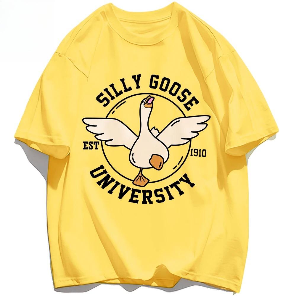 Silly Goose University Printing Women TShirts Summer Short Sleeve Loose T Shirt Crewneck Streetwear Women Soft Clothes