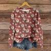 Women's Round Neck Top Printing Thickened Plush Cashmere Warm Long Top