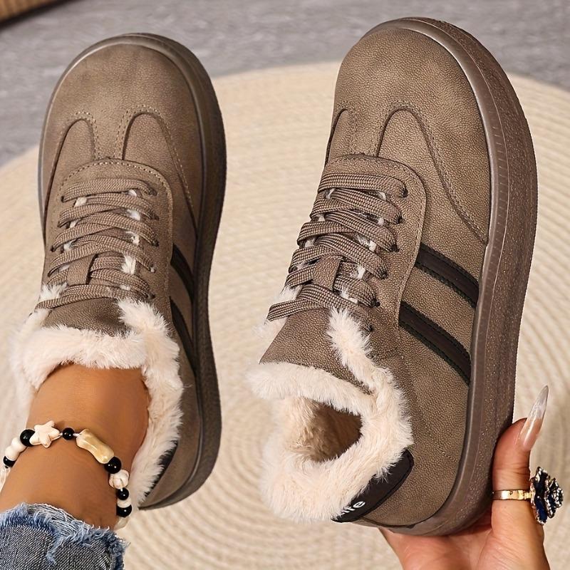 Fashion and Versatile Flat Shoes for Women,  Winter New Retro and Plush Versatile Soft Sole Sports and Non Slip Casual Shoes