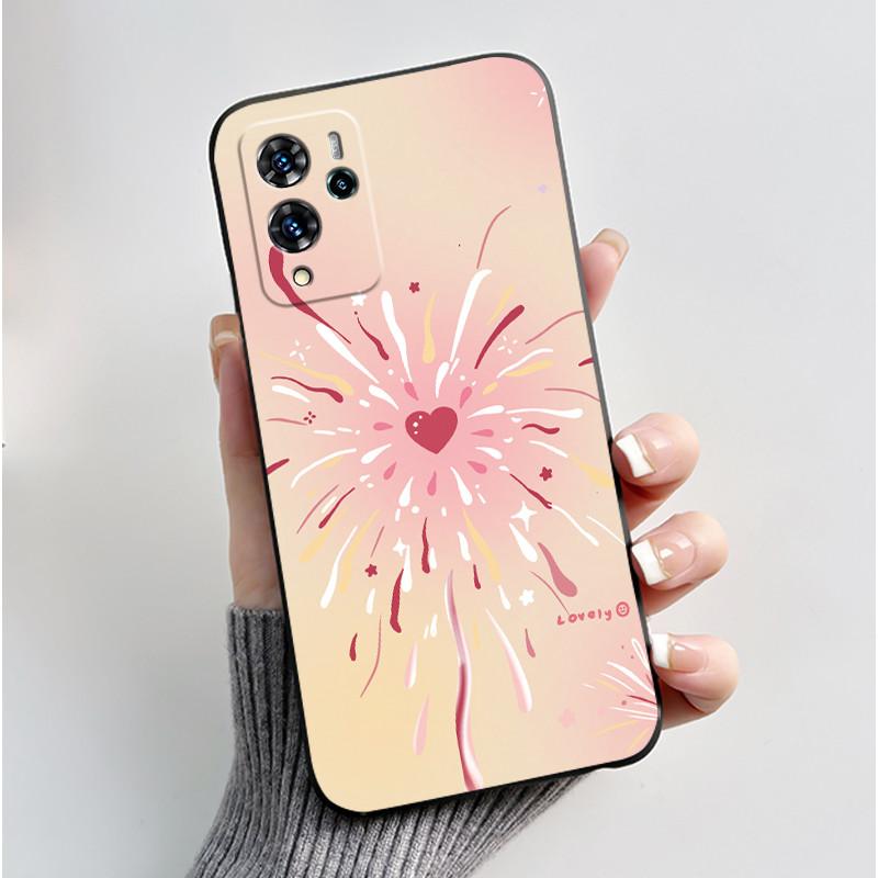 Cute Cartoon Case For ZTE Blade V40 Pro Capa Shockproof Fundas Printing Shell Protective Cover Soft Silicone Black Casing Coque