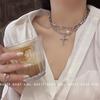 "European & American Double-Layer Love Necklace: Hip-Hop Inspired Long Sweater Chain for Women"