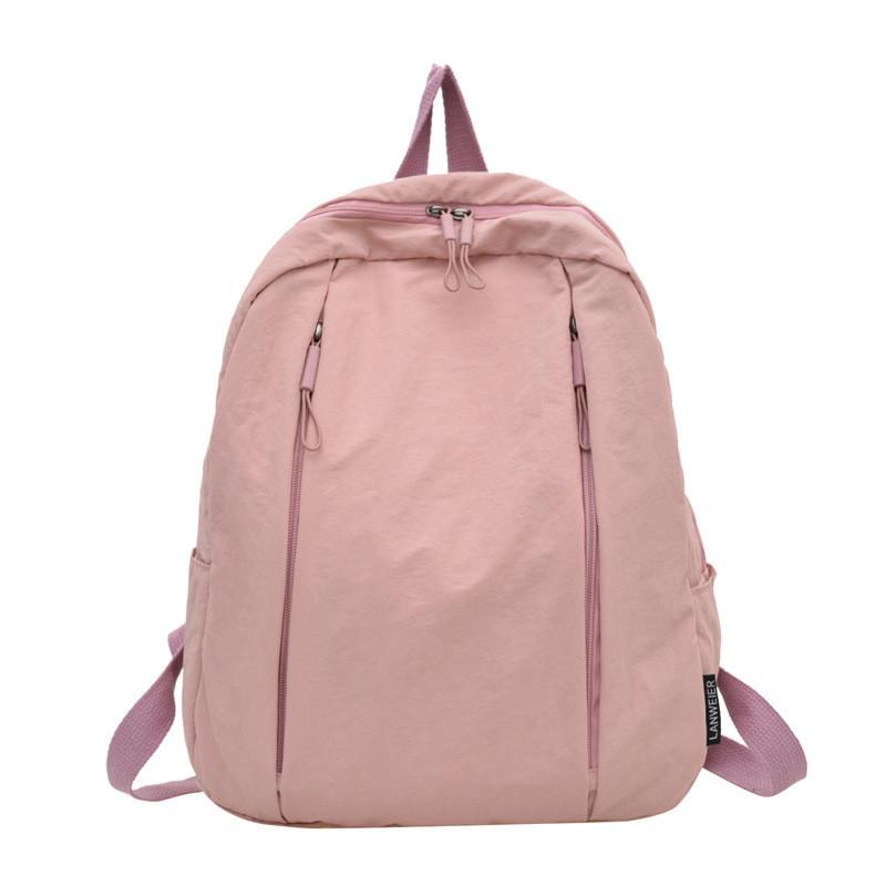Solid Fashion Color Large Capacity Backpack Surface Inner Pocket School Travel