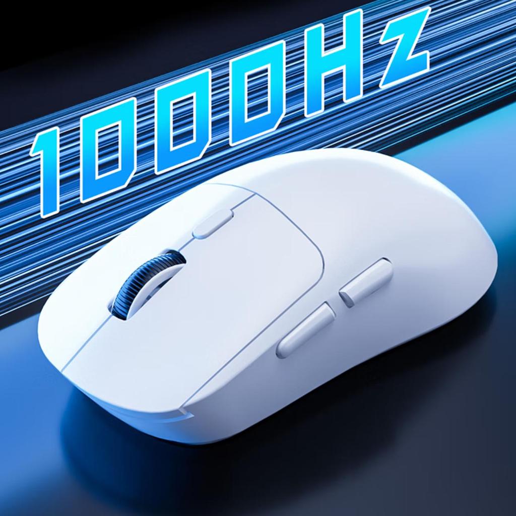 LINGSHE Wireless Charging Mouse Gaming Office Mouse Bluetooth + 2.4G Dual Mode Lightweight White