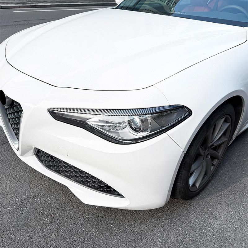 Applicable To Alfa Romeo Giulia 2015+ High Quality ABS Car Eyebrow Light Eyelids Glossy Black Carbon Fiber Look Body Kit