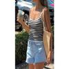 Damenmode Lässiges gestreiftes Strick-Camisole-Top