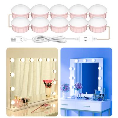 Lumières de courtoisie professionnelles pour miroir USB 5V Lumières de miroir de maquillage 3 couleurs à intensité variable Luminosité réglable Lumière pour
