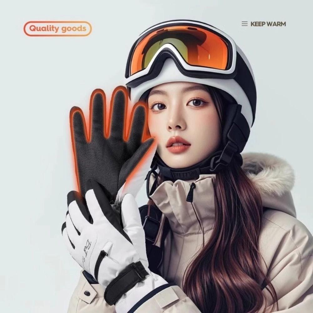 With Zippered Pocket Touchscreen Gloves Full Finger Motorcycle Gloves Windproof Ski Gloves  Camping