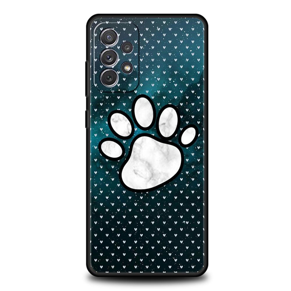 Dog Footprint Paw Cute Phone Case for Samsung Galaxy A15 A14 A25 A54 A34 A51 A71 A72 A73 A32 A52 A11 A21S A31 A41 5G Soft Shell