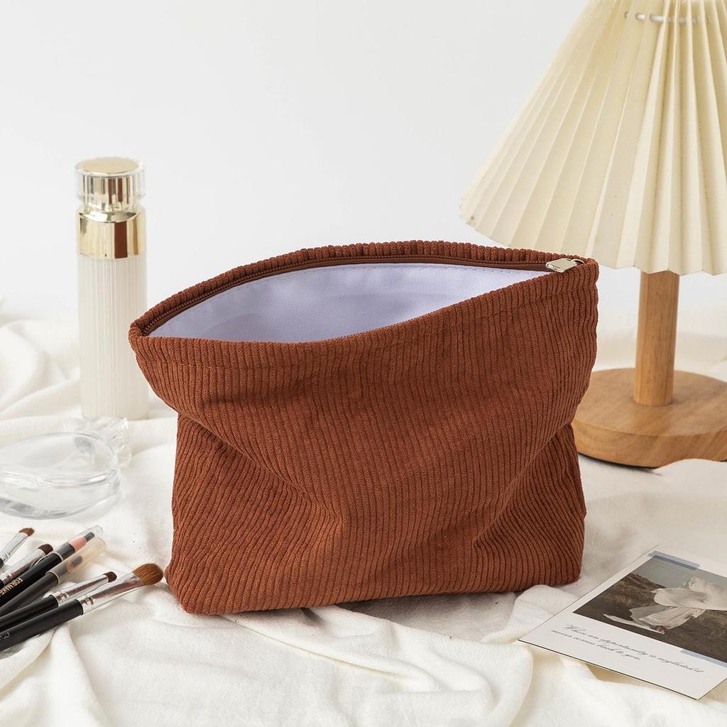 Korean Style Large Capacity Corduroy Canvas Tote and Makeup Bag