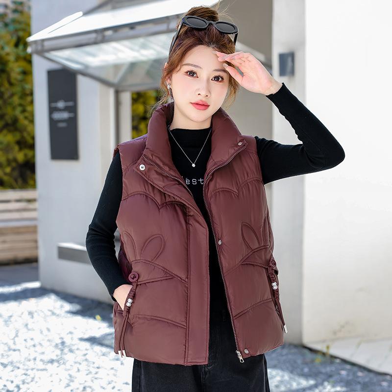 

Новый женский легкий жилет без рукавов со стойкой, качественная куртка, однотонная, утолщенная, теплая, спортивный, повседневный, свободный, хлопковый жакет XXL бордовый