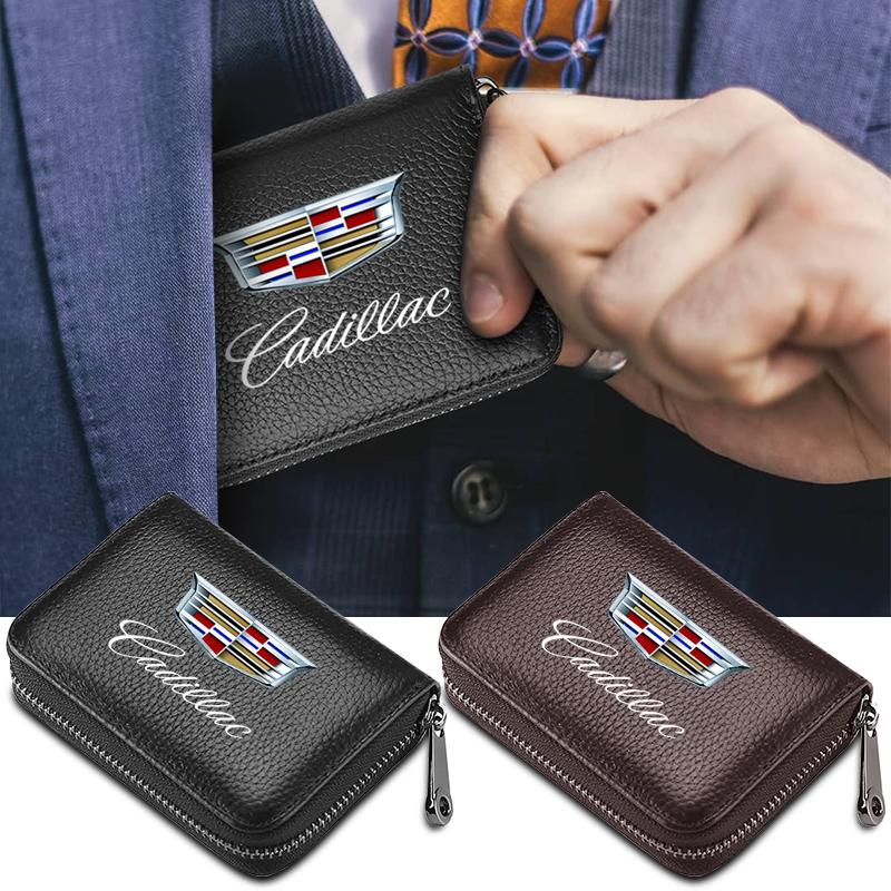 Leather Men Car Driver's License, ID Card, Bank Card Wallet Car Styli For Cadillac CT4 CT5 CT6 ATS XTS JG7