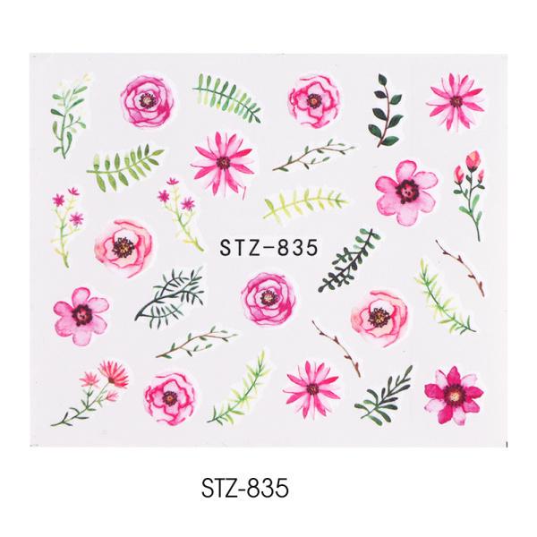 Water Nail Decal and Sticker Flower Leaf Tree Green Simple Summer Slider for Manicure Nail Art Watermark Tips